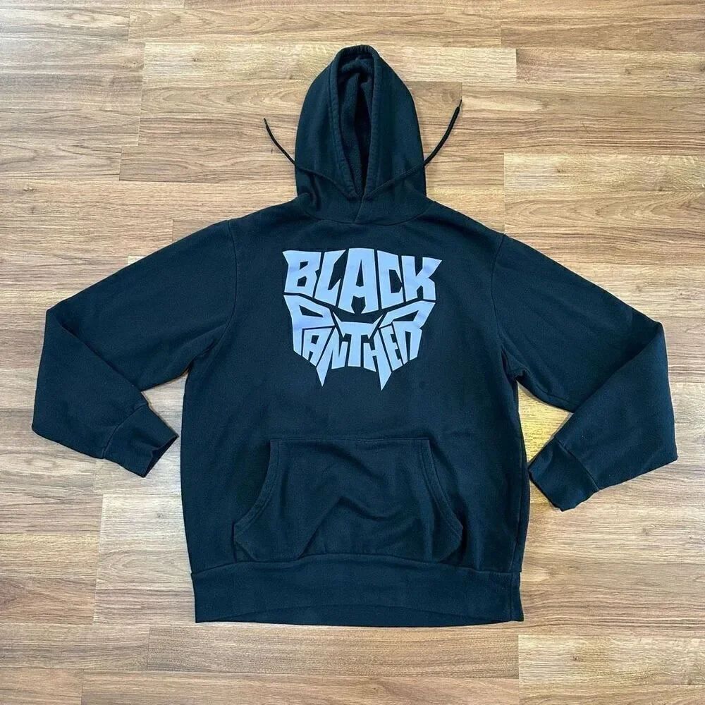 Marvel Black Panther Hoodie Sweatshirt Black/Purple | adult Size Medium